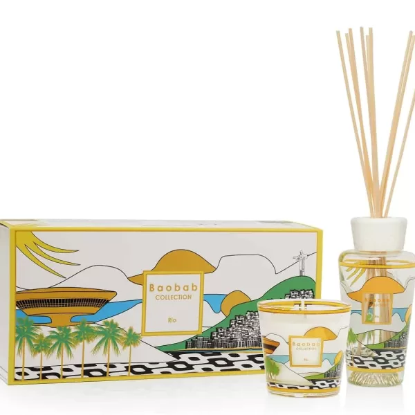 Baobab Rio Geschenk-Set | My First Baobab | Duftkerzen mit Bergamotte, grünem Tee & Muskat | Siebdruck-Design mit Gold & Platin Baobab Rio Geschenk-Set | My First Baobab | Duftkerzen mit Bergamotte, grünem Tee & Muskat | Siebdruck-Design mit Gold & Platin