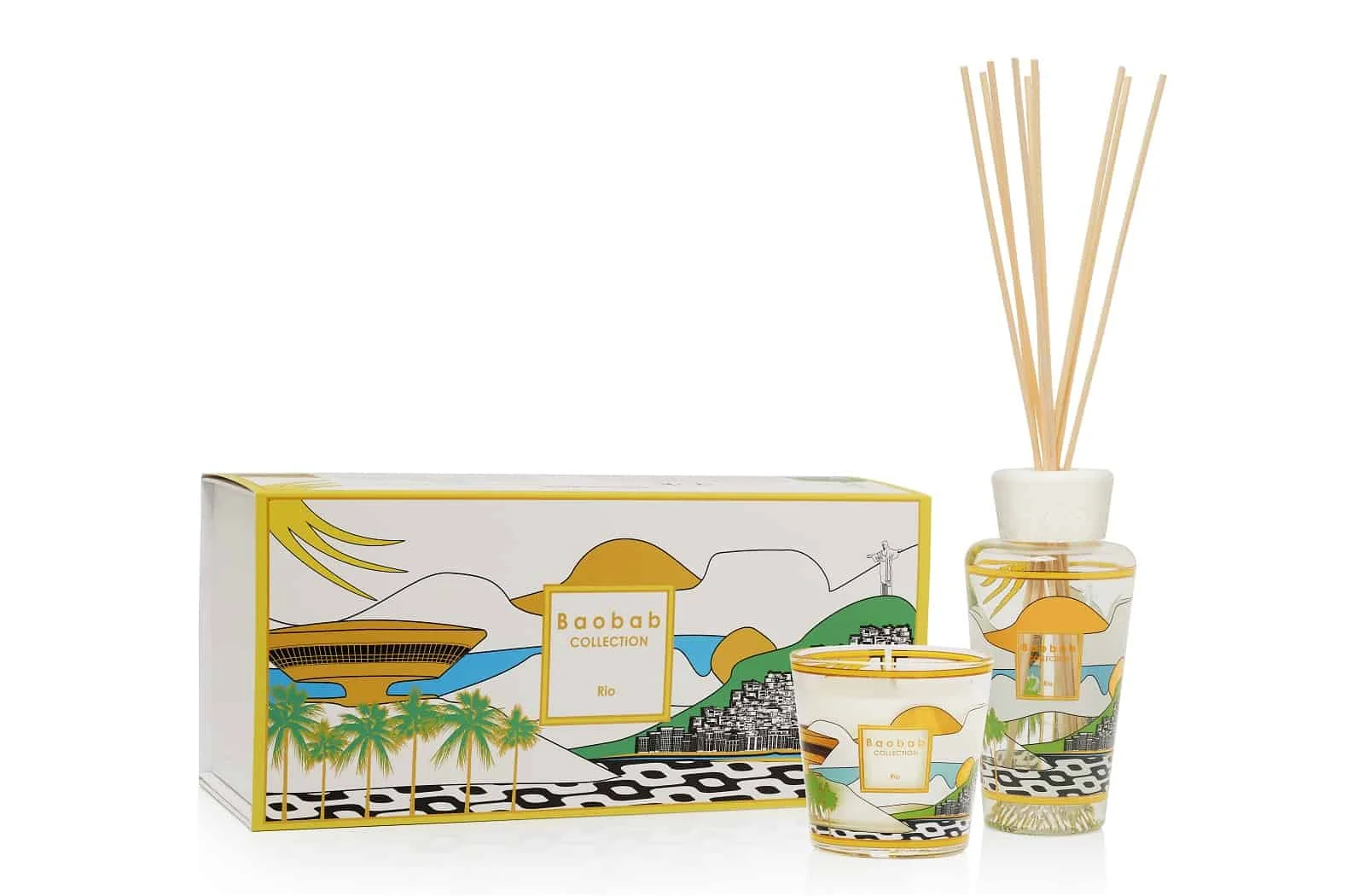 Baobab Rio Geschenk-Set | My First Baobab | Duftkerzen mit Bergamotte, grünem Tee & Muskat | Siebdruck-Design mit Gold & Platin Baobab Rio Geschenk-Set | My First Baobab | Duftkerzen mit Bergamotte, grünem Tee & Muskat | Siebdruck-Design mit Gold & Platin