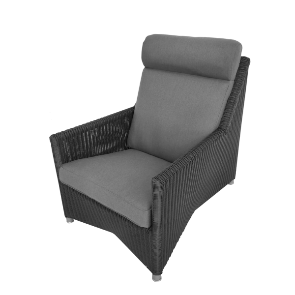 Cane-line Diamond Highback Sessel - Wetterfest, Graphit Weave, Natté Kissen Grau, QuickDry, für Innen und Außen, Design von Foersom & Hiort-Lorenzen Cane-line Diamond Highback Sessel - Wetterfest, Graphit Weave, Natté Kissen Grau, QuickDry, für Innen und Außen, Design von Foersom & Hiort-Lorenzen