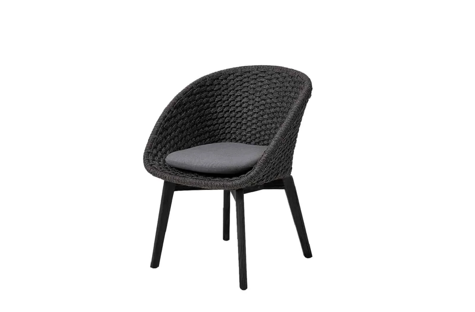 Cane-line Peacock Gartenstuhl Schwarz mit Teakholzbeinen, Grau Natté, wetterfest, modern für Terrasse & Garten, 61x61x81 cm Cane-line Peacock Gartenstuhl Schwarz mit Teakholzbeinen, Grau Natté, wetterfest, modern für Terrasse & Garten, 61x61x81 cm