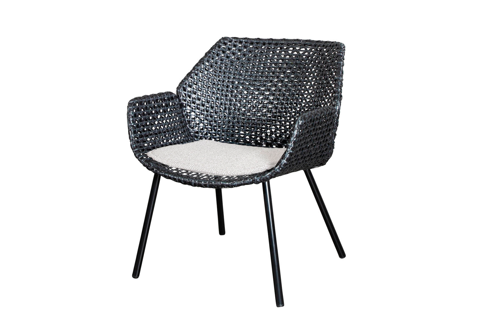 Cane-line Vibe Loungesessel - Schwarz/Graphit mit Kissen in Hellbraun, wetterfest, modern, bequem, ideal für Outdoor-Einsatz, 70cm breit Cane-line Vibe Loungesessel - Schwarz/Graphit mit Kissen in Hellbraun, wetterfest, modern, bequem, ideal für Outdoor-Einsatz, 70cm breit