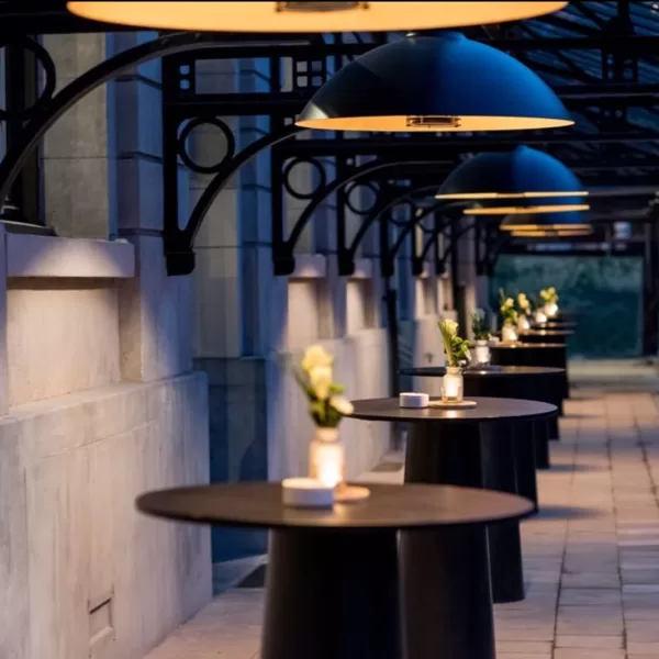 Heatsail Dome Infrarot-Heizstrahler mit Wandhalterung & LED, Schwarz, 1500/3100W, wetterfest, dimmbar, Edelstahl, für Outdoor, Fernbedienung Heatsail Dome Infrarot-Heizstrahler mit Wandhalterung & LED, Schwarz, 1500/3100W, wetterfest, dimmbar, Edelstahl, für Outdoor, Fernbedienung