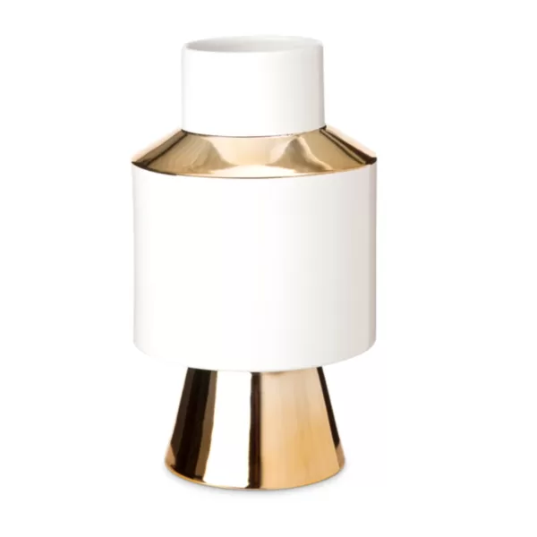 Pols Potten Object Vase S | Memphis Design, elegante weiße & goldene Glasur, handgefertigte Kunst für Ihr Zuhause Pols Potten Object Vase S | Memphis Design, elegante weiße & goldene Glasur, handgefertigte Kunst für Ihr Zuhause