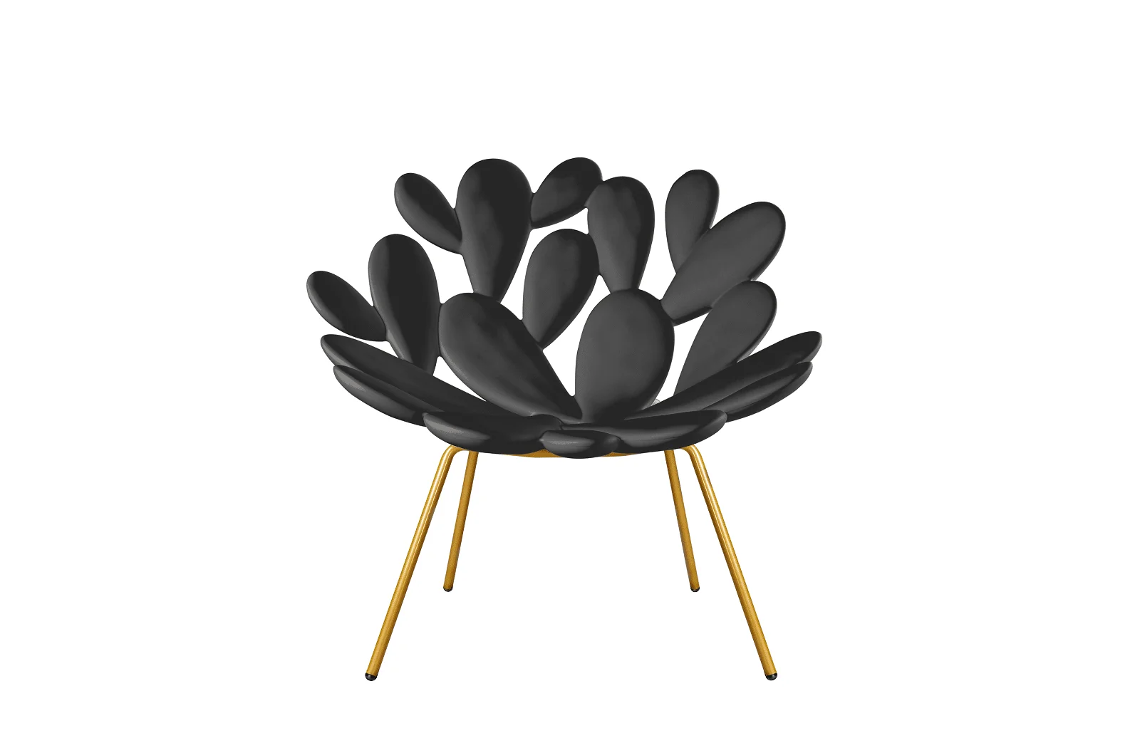Qeeboo Filicudi Armchair - Black & Brass, Mediterraner Loungesessel, Innen- und Außenbereich, von Marcantonio entworfen Qeeboo Filicudi Armchair - Black & Brass, Mediterraner Loungesessel, Innen- und Außenbereich, von Marcantonio entworfen