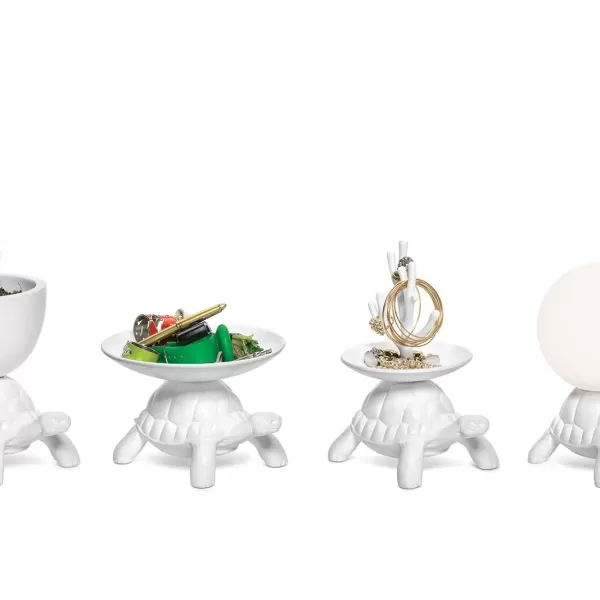 Qeeboo Turtle Family XS 4er Set - Kleine Schildkröten: Pflanzgefäß, Schale, Schmuckbaum & LED Lampe in Weiß, Multifunktionale Deko Qeeboo Turtle Family XS 4er Set - Kleine Schildkröten: Pflanzgefäß, Schale, Schmuckbaum & LED Lampe in Weiß, Multifunktionale Deko