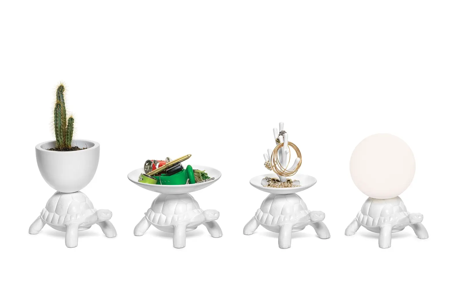 Qeeboo Turtle Family XS 4er Set - Kleine Schildkröten: Pflanzgefäß, Schale, Schmuckbaum & LED Lampe in Weiß, Multifunktionale Deko Qeeboo Turtle Family XS 4er Set - Kleine Schildkröten: Pflanzgefäß, Schale, Schmuckbaum & LED Lampe in Weiß, Multifunktionale Deko