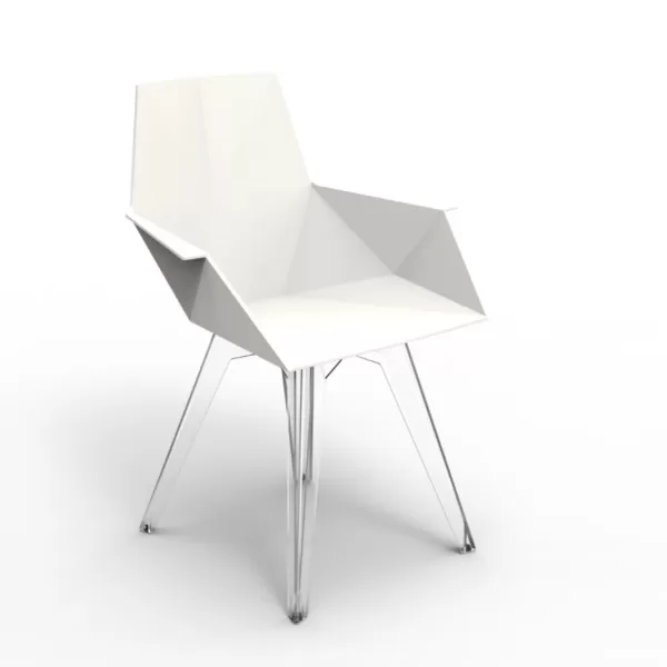 Vondom FAZ Stuhl Weiß mit Transparenten Beinen & Armlehnen | Modernes Design von Ramón Esteve für Innen & Außen Vondom FAZ Stuhl Weiß mit Transparenten Beinen & Armlehnen | Modernes Design von Ramón Esteve für Innen & Außen