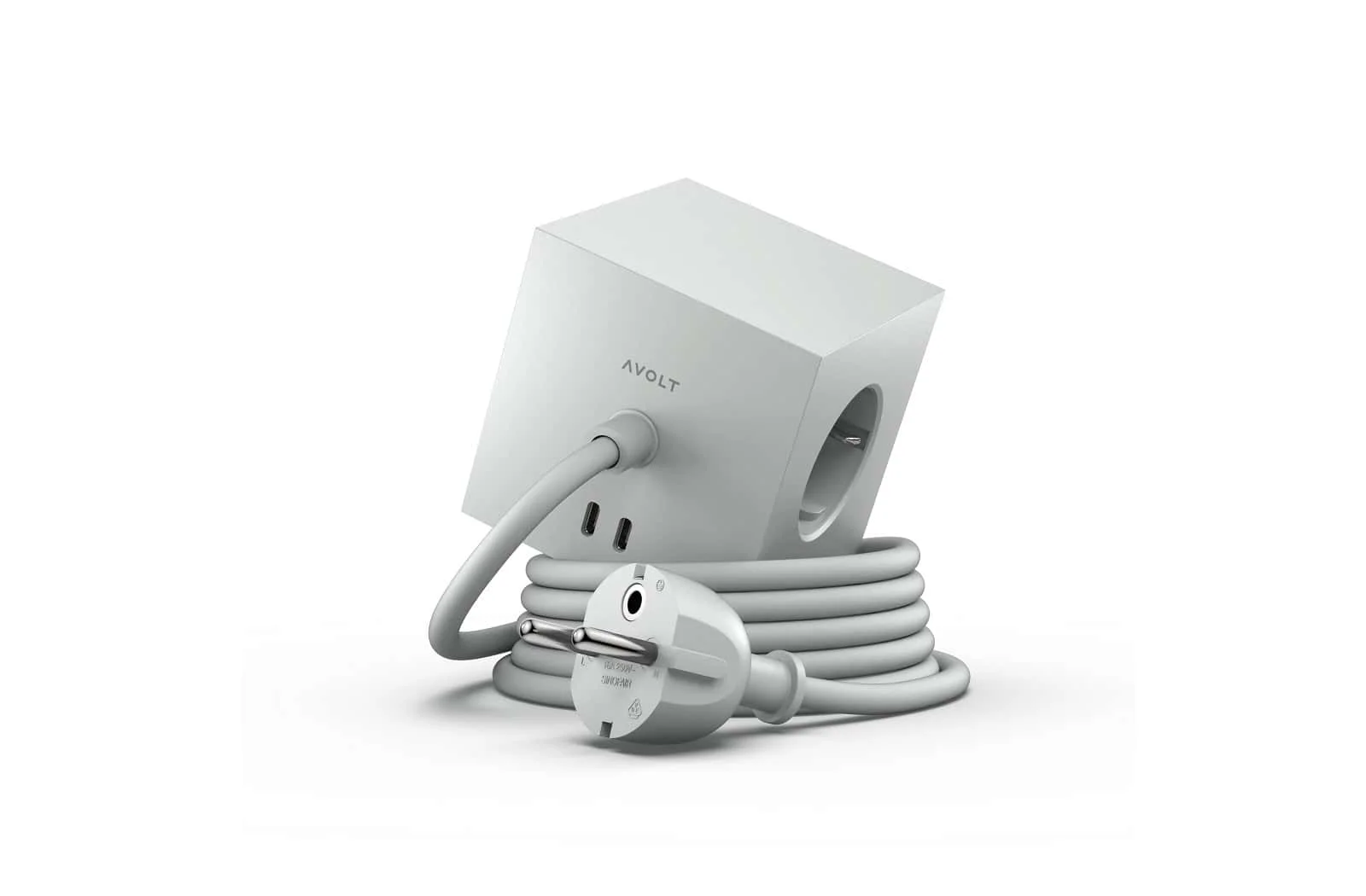 Avolt Square 1 USB-C Mehrfachsteckdose | 3 Schuko-Steckdosen | 2 USB-C Anschlüsse | 30W Ladeleistung | Grau Avolt Square 1 USB-C Mehrfachsteckdose | 3 Schuko-Steckdosen | 2 USB-C Anschlüsse | 30W Ladeleistung | Grau