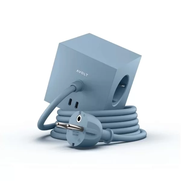 Avolt Square 1 USB-C Mehrfachsteckdose, 3 Schuko-Steckdosen, 2 USB-C Anschlüsse, 30W, Ocean Blue, minimalistisch & hochwertig Avolt Square 1 USB-C Mehrfachsteckdose, 3 Schuko-Steckdosen, 2 USB-C Anschlüsse, 30W, Ocean Blue, minimalistisch & hochwertig