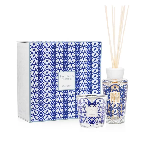 Baobab Manhattan Geschenk-Set: Duftkerze & Raumduft Diffuser (250ml) - Frühlingsduft mit Maiglöckchen, Moschus & Kiefer, inkl. Geschenktasche Baobab Manhattan Geschenk-Set: Duftkerze & Raumduft Diffuser (250ml) - Frühlingsduft mit Maiglöckchen, Moschus & Kiefer, inkl. Geschenktasche