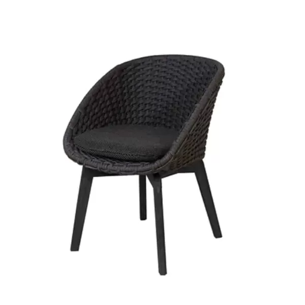 Cane-line Peacock Gartenstuhl Schwarz mit Teakholz-Beinen, wetterfest, komfortabel, modern, Aluminium, 61x61x81 cm, langlebig, UV-beständig Cane-line Peacock Gartenstuhl Schwarz mit Teakholz-Beinen, wetterfest, komfortabel, modern, Aluminium, 61x61x81 cm, langlebig, UV-beständig