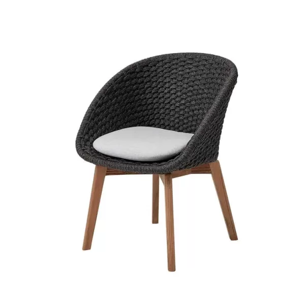 Cane-line Peacock Gartenstuhl Dark Grey mit Teakholzbeinen & Light Grey Natté, wetterbeständig, modern, komfortabel, 61x61x81 cm Cane-line Peacock Gartenstuhl Dark Grey mit Teakholzbeinen & Light Grey Natté, wetterbeständig, modern, komfortabel, 61x61x81 cm