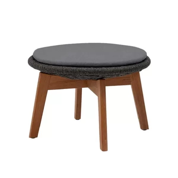 Cane-line Peacock Hocker/Beistelltisch dunkelgrau mit Glasplatte - wetterfest, pflegeleicht, modernes Design für Garten & Balkon Cane-line Peacock Hocker/Beistelltisch dunkelgrau mit Glasplatte - wetterfest, pflegeleicht, modernes Design für Garten & Balkon