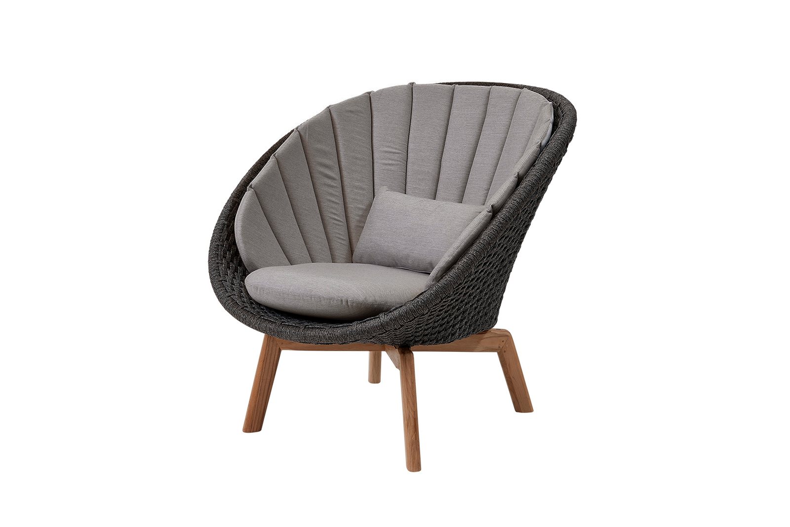 Cane-line Peacock Loungesessel mit Teakholz-Beinen, Soft Rope in Dunkelgrau, inkl. Taupe Kissen - wetterfest, modern & pflegeleicht Cane-line Peacock Loungesessel mit Teakholz-Beinen, Soft Rope in Dunkelgrau, inkl. Taupe Kissen - wetterfest, modern & pflegeleicht