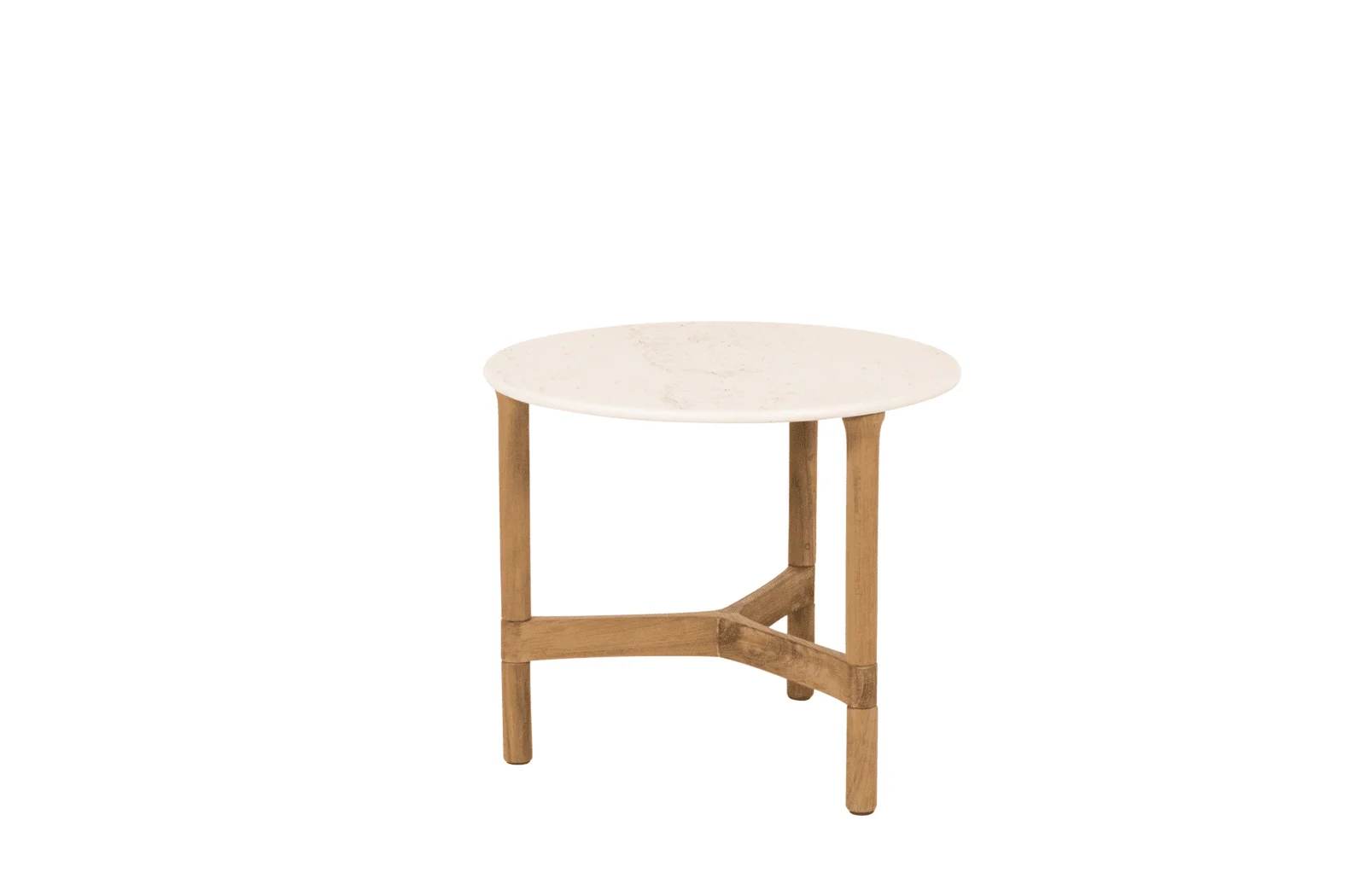 Cane-line Twist Couchtisch Ø 45 cm – eleganter Teak-Tisch im Travertine-Look für drinnen & draußen, Design by byKATO Cane-line Twist Couchtisch Ø 45 cm – eleganter Teak-Tisch im Travertine-Look für drinnen & draußen, Design by byKATO
