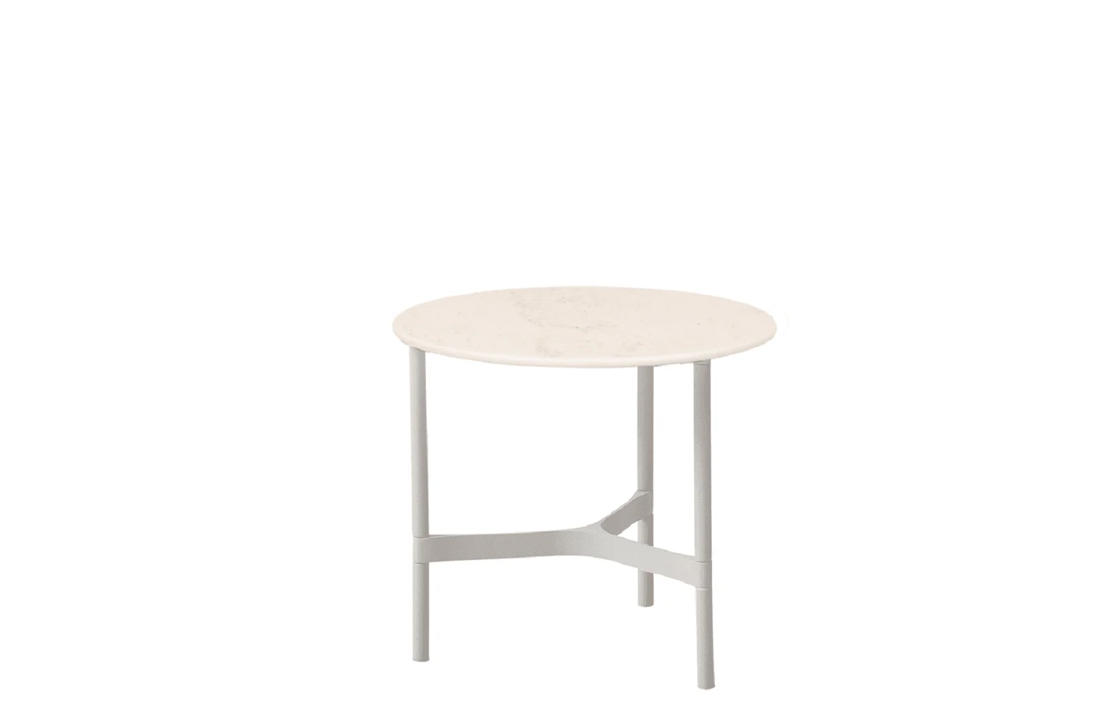 Cane-line Twist Couchtisch klein Ø 45 cm - Weiß, Travertin-Look, stilvoller Beistelltisch für drinnen und draußen, byKATO Design Cane-line Twist Couchtisch klein Ø 45 cm - Weiß, Travertin-Look, stilvoller Beistelltisch für drinnen und draußen, byKATO Design