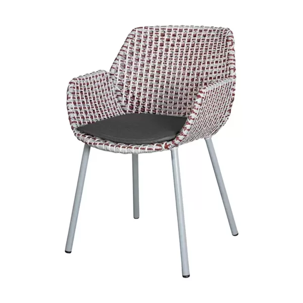 Cane-line Vibe Gartenstuhl mit Armlehne - Light Grey/Bordeaux/Dusty Rose inkl. Schwarz Kissen, wetterfest, komfortabel, Design von Welling/Ludvik Cane-line Vibe Gartenstuhl mit Armlehne - Light Grey/Bordeaux/Dusty Rose inkl. Schwarz Kissen, wetterfest, komfortabel, Design von Welling/Ludvik