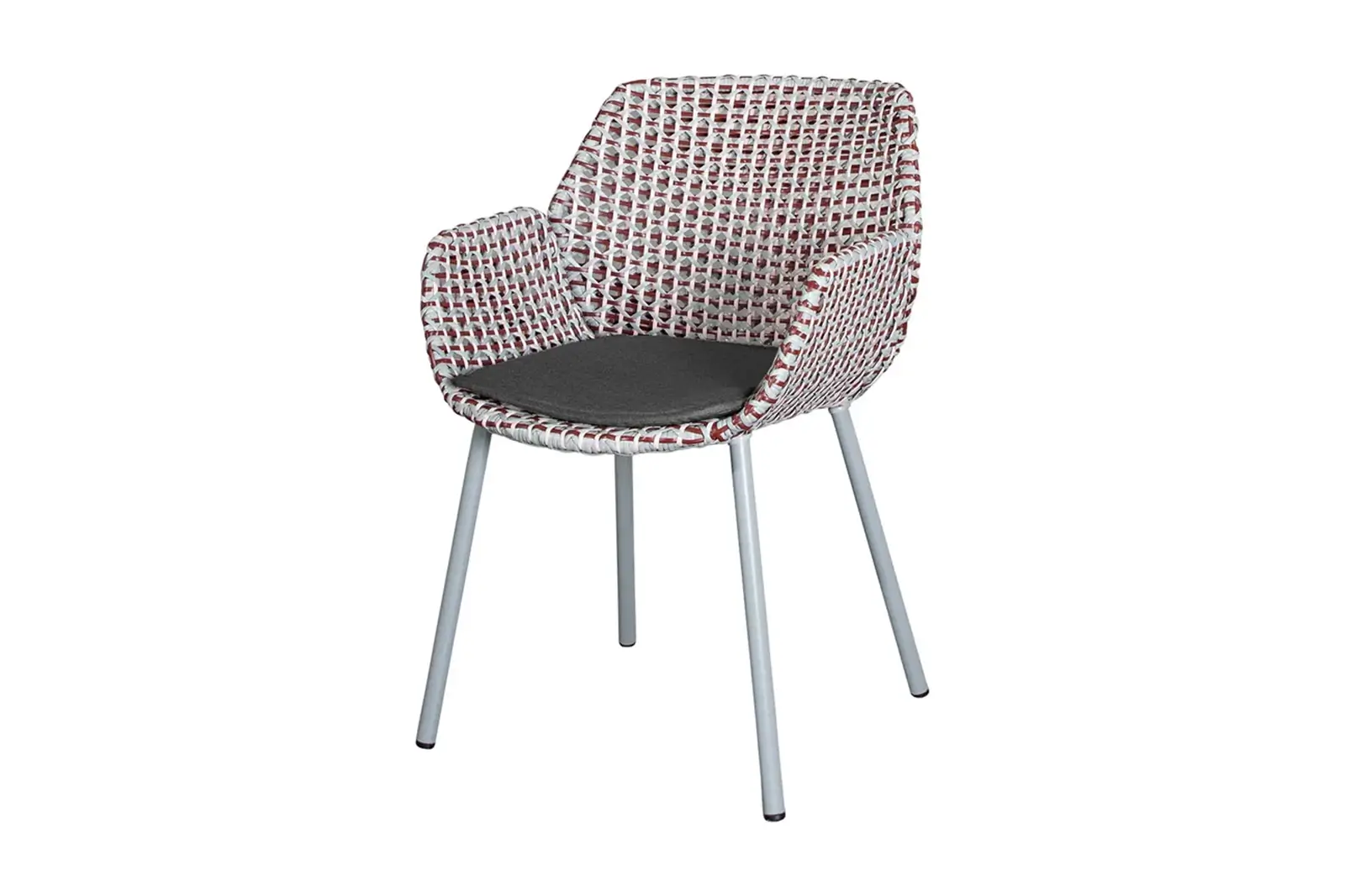 Cane-line Vibe Gartenstuhl mit Armlehne - Light Grey/Bordeaux/Dusty Rose inkl. Schwarz Kissen, wetterfest, komfortabel, Design von Welling/Ludvik Cane-line Vibe Gartenstuhl mit Armlehne - Light Grey/Bordeaux/Dusty Rose inkl. Schwarz Kissen, wetterfest, komfortabel, Design von Welling/Ludvik