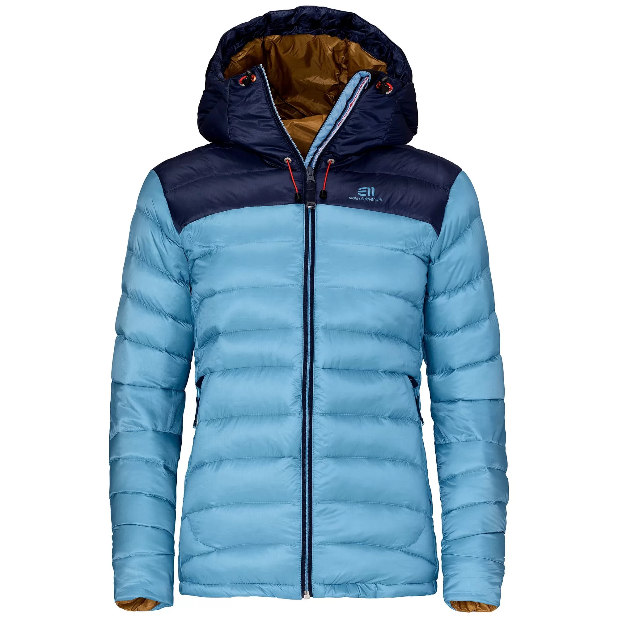Elevenate Agile Daunenjacke Damen M - Nordic Blue, 750 cuin Isolierung, 100% recyceltes Polyamid, DWR, regulierbare Kapuze, isolierte Taschen Elevenate Agile Daunenjacke Damen M - Nordic Blue, 750 cuin Isolierung, 100% recyceltes Polyamid, DWR, regulierbare Kapuze, isolierte Taschen