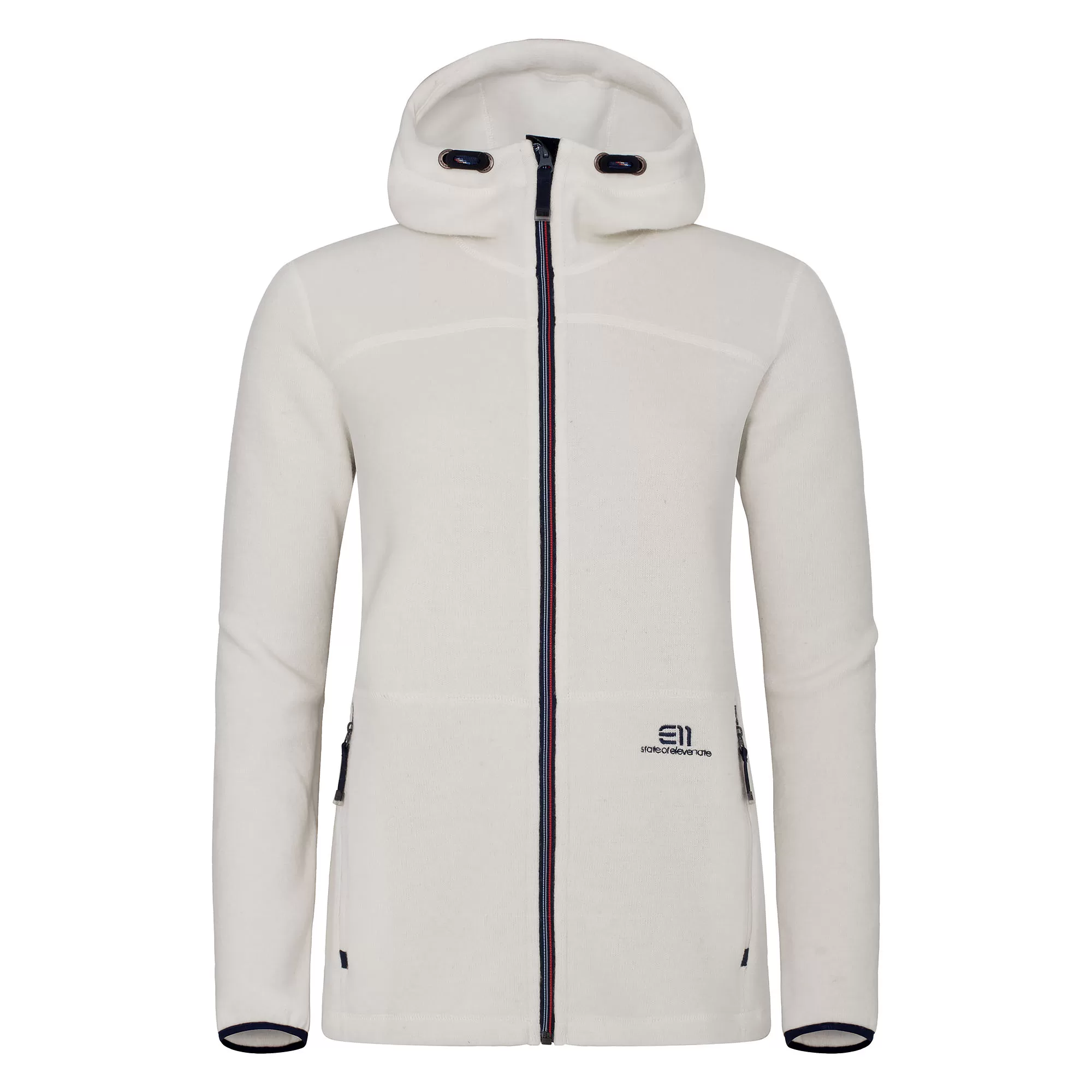 Elevenate Argentière Hood Damen M - Wärmender Wollfleece, Kapuze, recycelte Wolle, Snow White, ideal für Bergtouren, bequeme Passform Elevenate Argentière Hood Damen M - Wärmender Wollfleece, Kapuze, recycelte Wolle, Snow White, ideal für Bergtouren, bequeme Passform