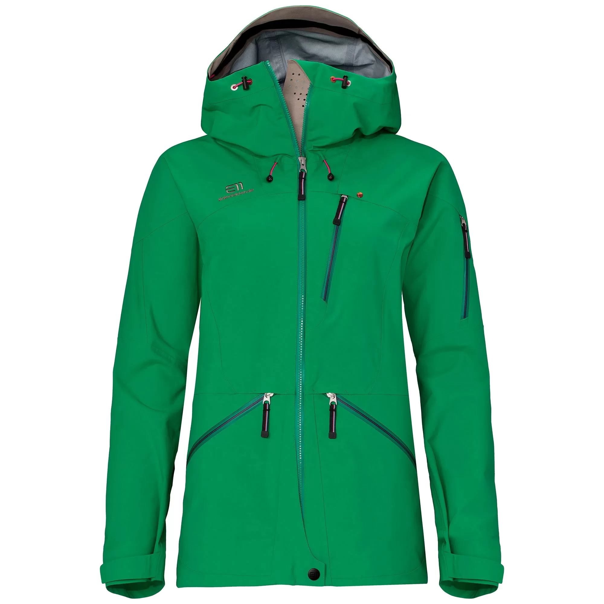 ELEVENATE Damen Backside Hardshelljacke M - Solid Green, 3-lagig, wasserdicht 20.000mm, atmungsaktiv, recyceltes Material, Freeride Ski Jacke ELEVENATE Damen Backside Hardshelljacke M - Solid Green, 3-lagig, wasserdicht 20.000mm, atmungsaktiv, recyceltes Material, Freeride Ski Jacke