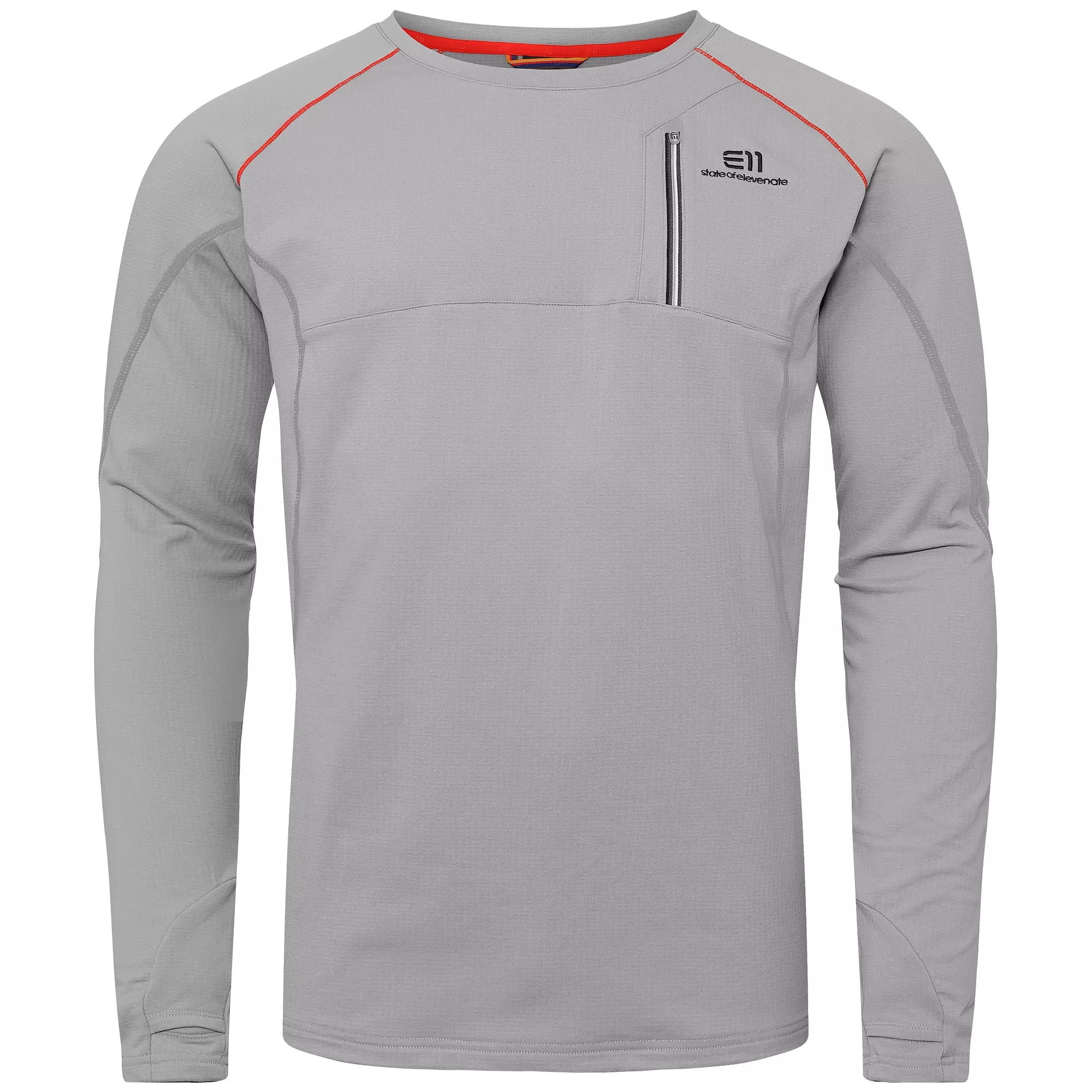 Elevenate Montée Crew Herren Shirt L – Komfortable Mittelschicht, Gittermuster, Daumenlöcher, Brusttasche, Polyester-Elastan, Farbe: Concrete Elevenate Montée Crew Herren Shirt L – Komfortable Mittelschicht, Gittermuster, Daumenlöcher, Brusttasche, Polyester-Elastan, Farbe: Concrete