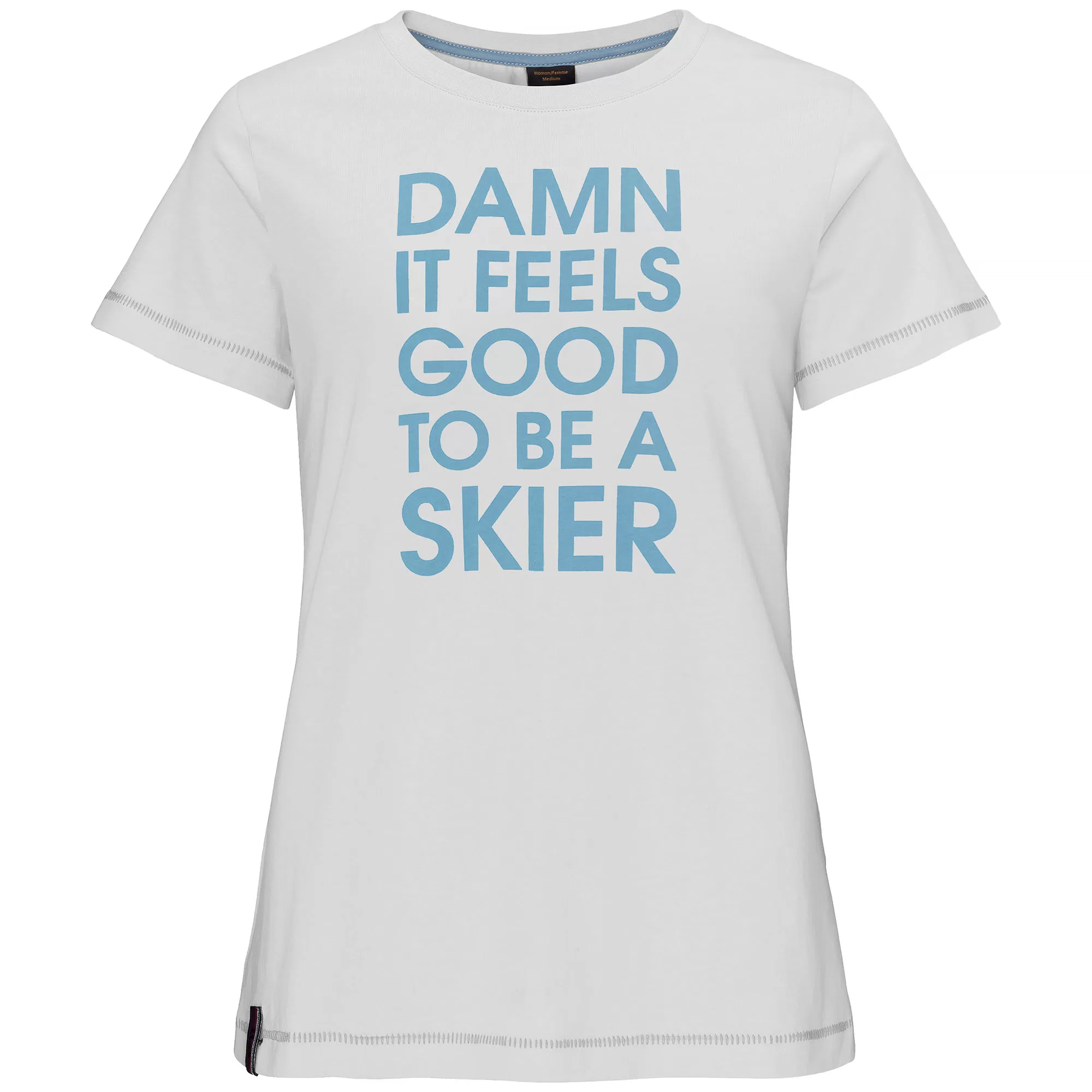 Elevenate Riders T-Shirt Damen M - Bio-Baumwolle, Weiß, Ski-Freizeitshirt mit coolem Spruch, hoher Tragekomfort Elevenate Riders T-Shirt Damen M - Bio-Baumwolle, Weiß, Ski-Freizeitshirt mit coolem Spruch, hoher Tragekomfort