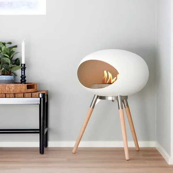 Le feu Ground Low Bioethanol Kamin - Weiß, Smoked Oak, Roségold - Modern & transportabel für Innen & Außen, 45 cm, handgefertigt. Le feu Ground Low Bioethanol Kamin - Weiß, Smoked Oak, Roségold - Modern & transportabel für Innen & Außen, 45 cm, handgefertigt.