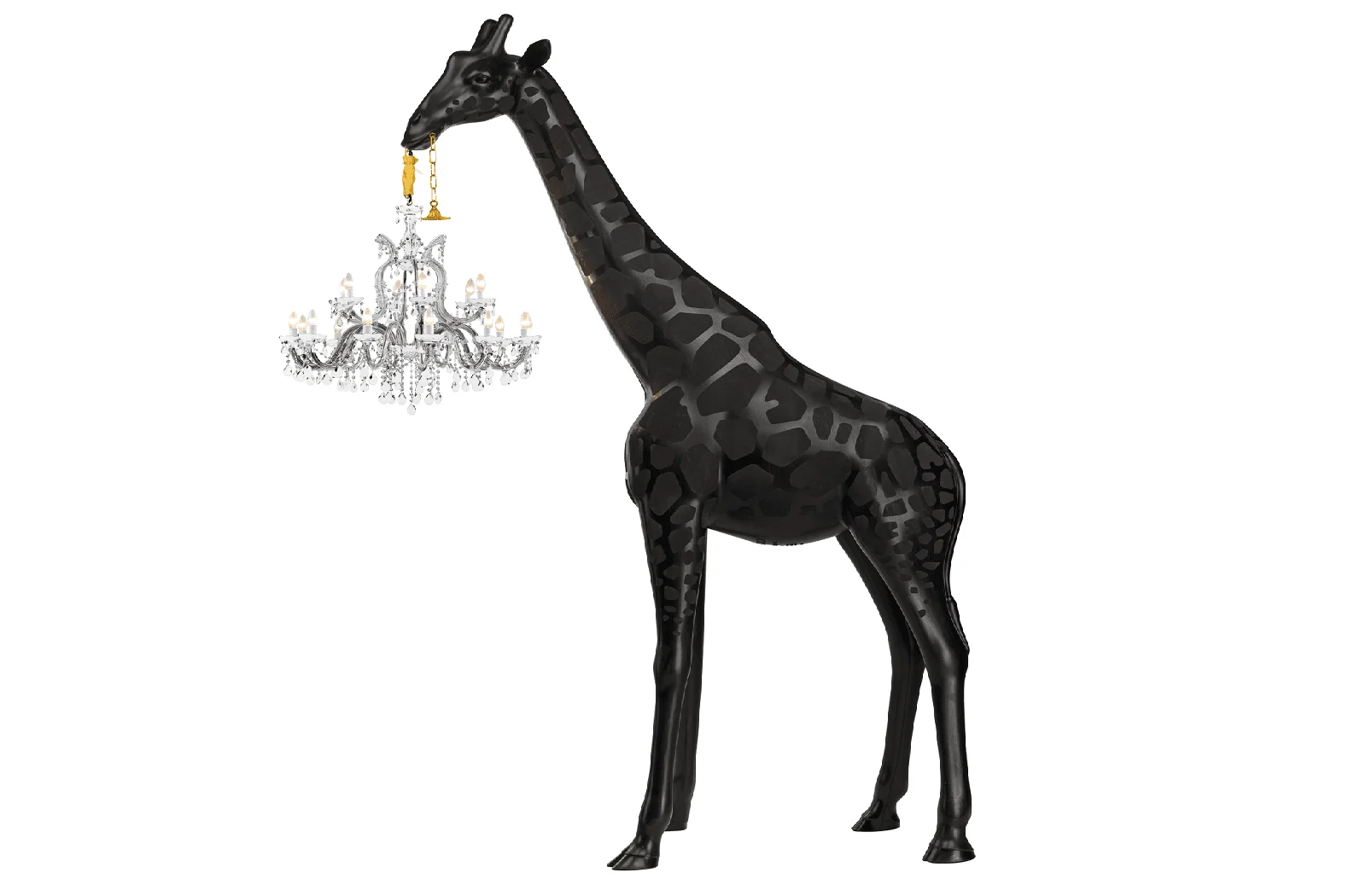 Qeeboo Giraffe in Love XL Stehlampe - Schwarze Indoor Beleuchtung, 4m hohe Giraffe mit Kronleuchter, modernes Design, einzigartiges Deko-Element Qeeboo Giraffe in Love XL Stehlampe - Schwarze Indoor Beleuchtung, 4m hohe Giraffe mit Kronleuchter, modernes Design, einzigartiges Deko-Element