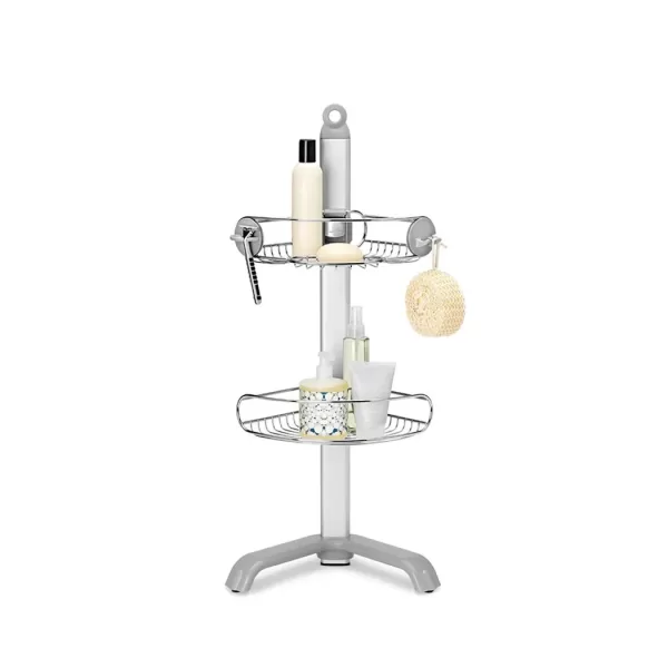 simplehuman Duschcaddy – Eck-Duschcaddy aus Edelstahl, verstellbare Ablagen, innovatives Trennfach, rostfrei & schnell trocknende Seifenschale simplehuman Duschcaddy – Eck-Duschcaddy aus Edelstahl, verstellbare Ablagen, innovatives Trennfach, rostfrei & schnell trocknende Seifenschale