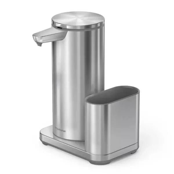 simplehuman Sensorspender für Flüssigseife, Edelstahl gebürstet, 414 ml, inkl. Caddy, berührungslos, wasserdicht, wiederaufladbar, 50% mehr Seife simplehuman Sensorspender für Flüssigseife, Edelstahl gebürstet, 414 ml, inkl. Caddy, berührungslos, wasserdicht, wiederaufladbar, 50% mehr Seife