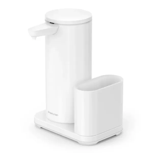 simplehuman Sensorspender für Flüssigseife, Edelstahl weiß, 414 ml mit Caddy, berührungslos, wiederaufladbar, keimfrei, präziser Fluss simplehuman Sensorspender für Flüssigseife, Edelstahl weiß, 414 ml mit Caddy, berührungslos, wiederaufladbar, keimfrei, präziser Fluss