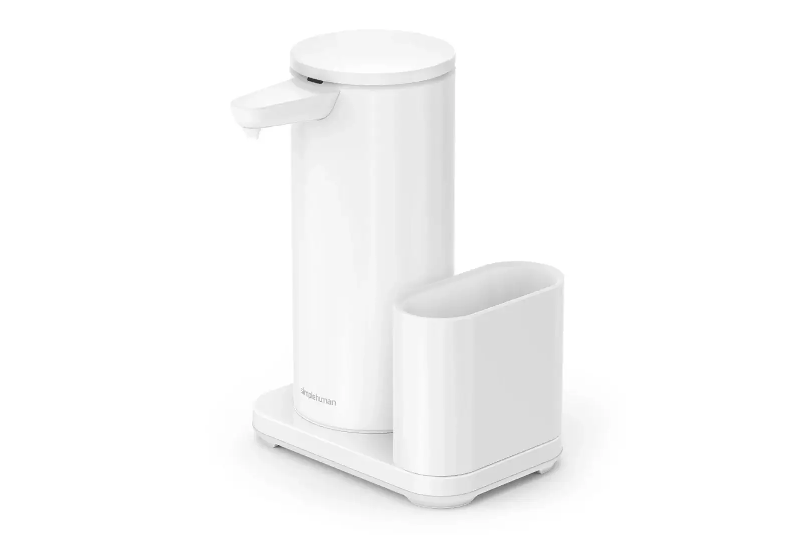 simplehuman Sensorspender für Flüssigseife, Edelstahl weiß, 414 ml mit Caddy, berührungslos, wiederaufladbar, keimfrei, präziser Fluss simplehuman Sensorspender für Flüssigseife, Edelstahl weiß, 414 ml mit Caddy, berührungslos, wiederaufladbar, keimfrei, präziser Fluss