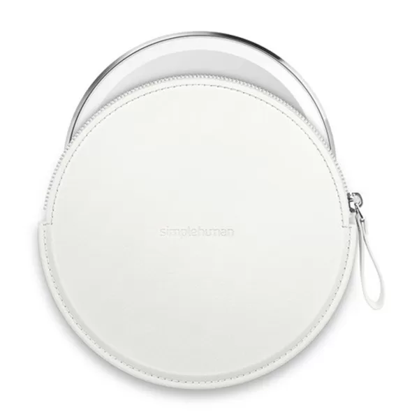 simplehuman Sensorspiegel Reißverschluss-Etui | Vegan Leder, Weiß, kompakt für 10 cm Spiegel, handgenäht, schützend, stilvolles Accessoire simplehuman Sensorspiegel Reißverschluss-Etui | Vegan Leder, Weiß, kompakt für 10 cm Spiegel, handgenäht, schützend, stilvolles Accessoire