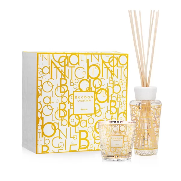 Baobab Aurum Geschenk-Set: Duftkerze & Raumduft-Diffuser, Jasmin & Moschus, 250ml, edle Geschenkbox, My First Baobab Kollektion Baobab Aurum Geschenk-Set: Duftkerze & Raumduft-Diffuser, Jasmin & Moschus, 250ml, edle Geschenkbox, My First Baobab Kollektion