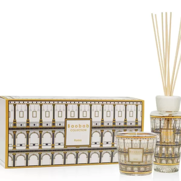 Baobab Roma Geschenkset | My First Baobab Duftkerze Patschuli, Tonkabohne, Koriander | Elegantes Design mit Gold & Platin Baobab Roma Geschenkset | My First Baobab Duftkerze Patschuli, Tonkabohne, Koriander | Elegantes Design mit Gold & Platin