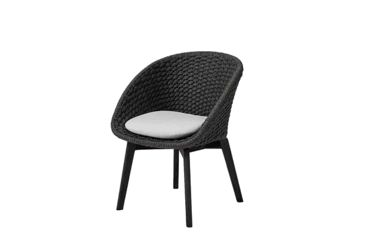 Cane-line Peacock Gartenstuhl Black mit Teakholz- und Aluminiumbeinen, Light Grey Natté, wetterfest & pflegeleicht, 61x61x81 cm Cane-line Peacock Gartenstuhl Black mit Teakholz- und Aluminiumbeinen, Light Grey Natté, wetterfest & pflegeleicht, 61x61x81 cm