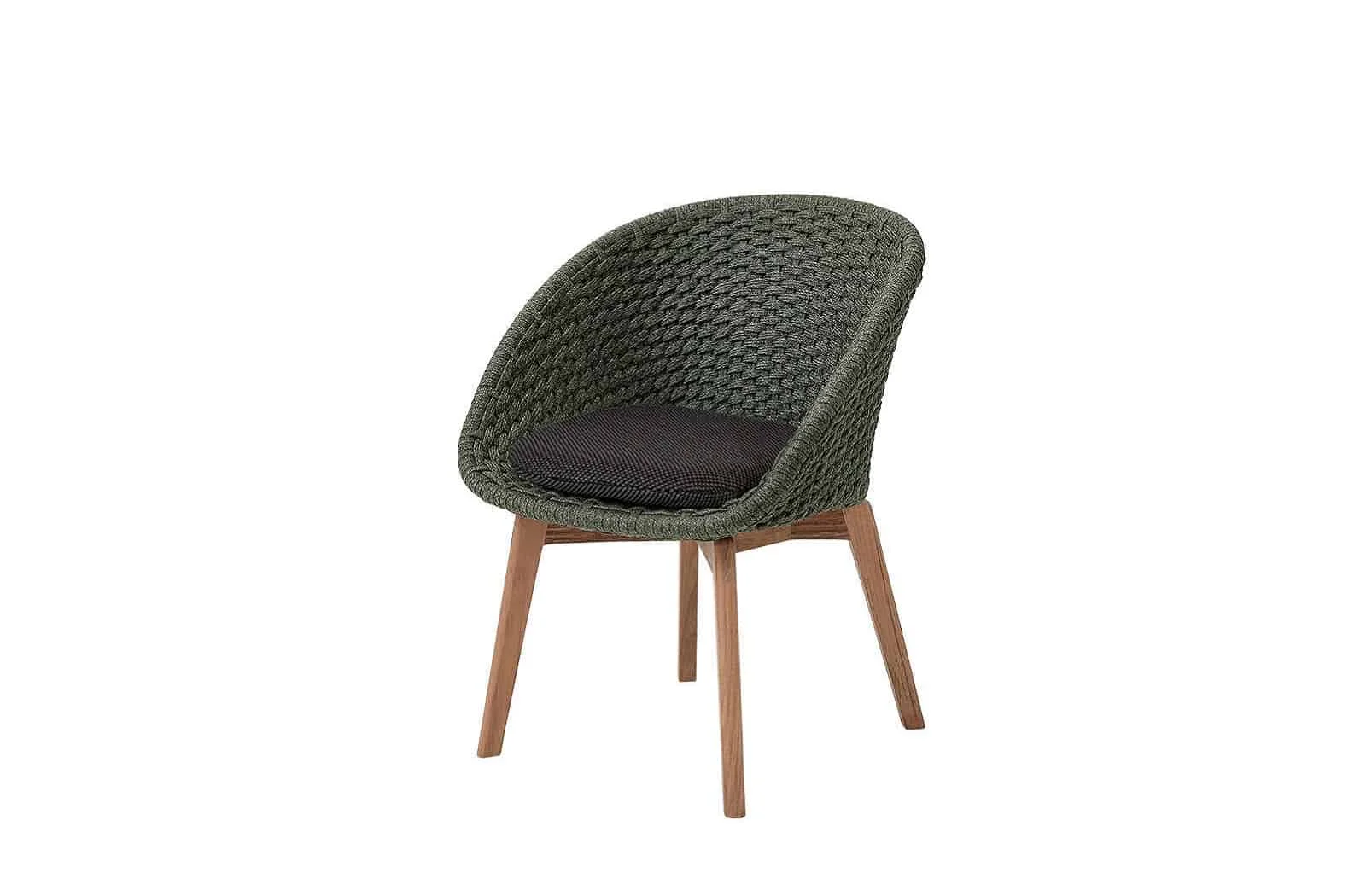 Cane-line Peacock Gartenstuhl Dark Green mit Teakbeinen, wetterfest, modern, komfortabel, 61x61x81 cm, UV-beständig, Pflegeleicht Cane-line Peacock Gartenstuhl Dark Green mit Teakbeinen, wetterfest, modern, komfortabel, 61x61x81 cm, UV-beständig, Pflegeleicht