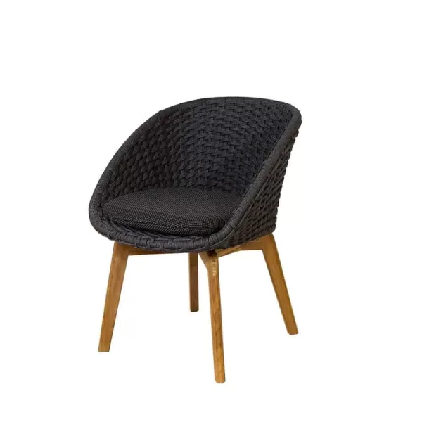 Cane-line Peacock Gartenstuhl, Dunkelgrau mit Teakholzbeinen, Wetterfest, Modern, Bequem, 61x61x81 cm, Robuste Outdoor-Möbel Cane-line Peacock Gartenstuhl, Dunkelgrau mit Teakholzbeinen, Wetterfest, Modern, Bequem, 61x61x81 cm, Robuste Outdoor-Möbel