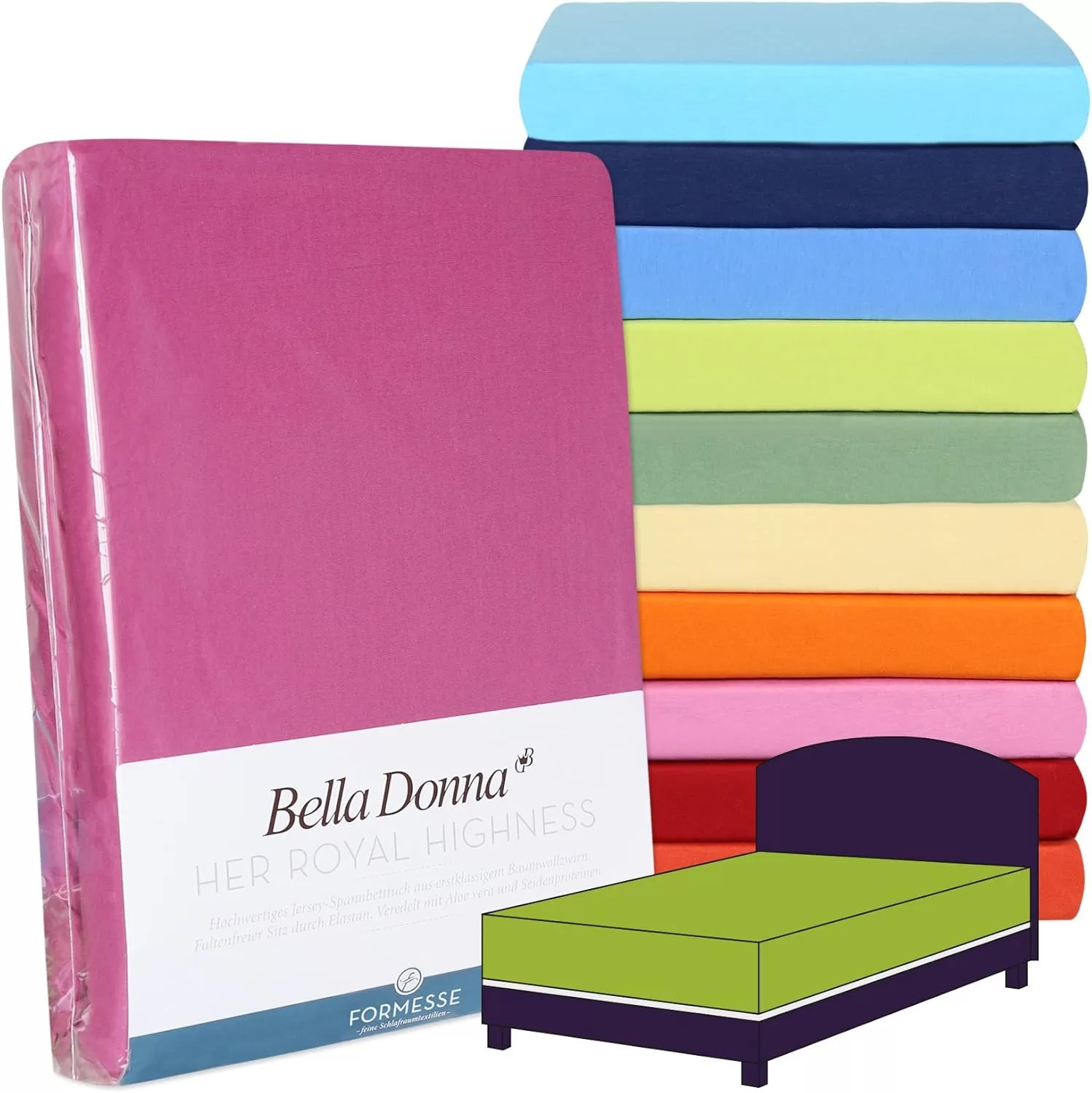 Formesse Bella Donna Boxspring Spannbettlaken Alto, Wollweiß, 180x200-200x220 cm, 97% Baumwolle, 3% Elastan, Pflegeleicht, Faltenfrei, Hochwertig Formesse Bella Donna Boxspring Spannbettlaken Alto, Wollweiß, 180x200-200x220 cm, 97% Baumwolle, 3% Elastan, Pflegeleicht, Faltenfrei, Hochwertig
