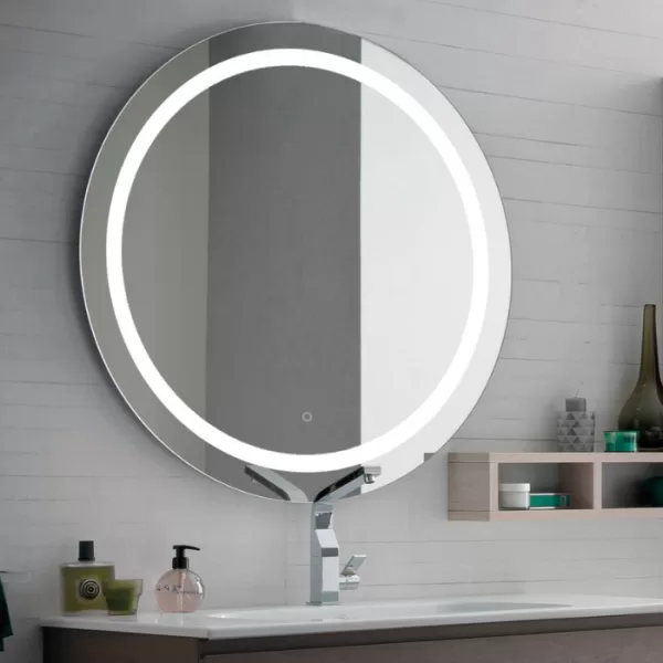 Runder LED-Spiegel 60 cm mit satinierter Glasfläche und Spiegelheizung - modernes Design & Multifunktionsanzeige für Ihr Zuhause Runder LED-Spiegel 60 cm mit satinierter Glasfläche und Spiegelheizung - modernes Design & Multifunktionsanzeige für Ihr Zuhause