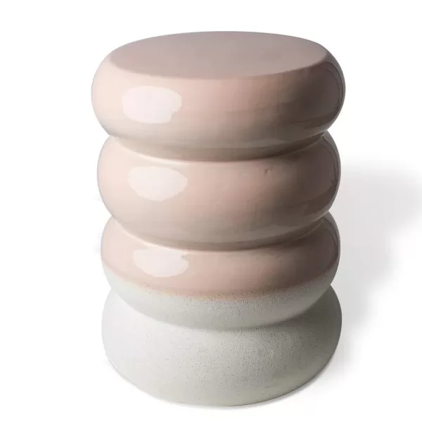 Pols Potten Chubby Beistelltisch Rosa | Stilvoller Hocker aus Steingut | Gemütlicher Akzent für Schlafzimmer & Wohnbereich Pols Potten Chubby Beistelltisch Rosa | Stilvoller Hocker aus Steingut | Gemütlicher Akzent für Schlafzimmer & Wohnbereich