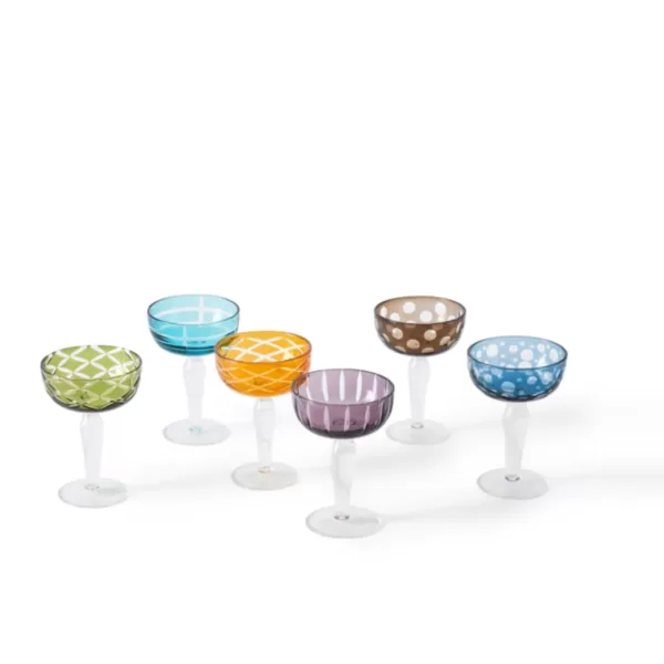 Pols Potten Cuttings Coupe-Gläser Set 6er | Vollfarbiges Glas mit einzigartigem Muster | Stilvolle Tischdekoration für festliche Anlässe Pols Potten Cuttings Coupe-Gläser Set 6er | Vollfarbiges Glas mit einzigartigem Muster | Stilvolle Tischdekoration für festliche Anlässe