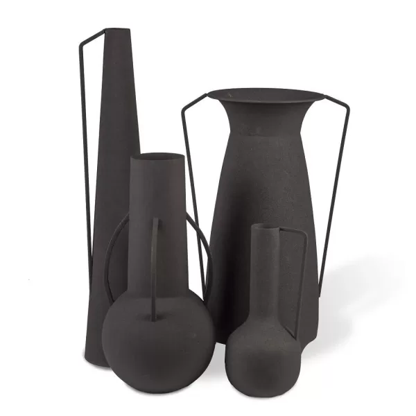 Pols Potten Roman Vasen Set 4er - Antike schwarze Deko Vasen aus Eisen, handgefertigt, modernes Design, dekorativ, nicht wasserbeständig Pols Potten Roman Vasen Set 4er - Antike schwarze Deko Vasen aus Eisen, handgefertigt, modernes Design, dekorativ, nicht wasserbeständig