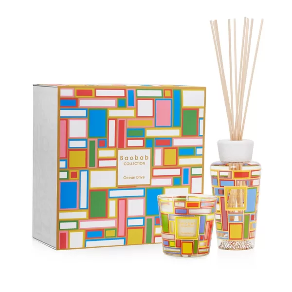 Baobab Ocean Drive Geschenk-Set: Duftkerze & Raumduft-Diffuser mit Mandarine & Zedernholz in edler Box | My First Baobab Baobab Ocean Drive Geschenk-Set: Duftkerze & Raumduft-Diffuser mit Mandarine & Zedernholz in edler Box | My First Baobab