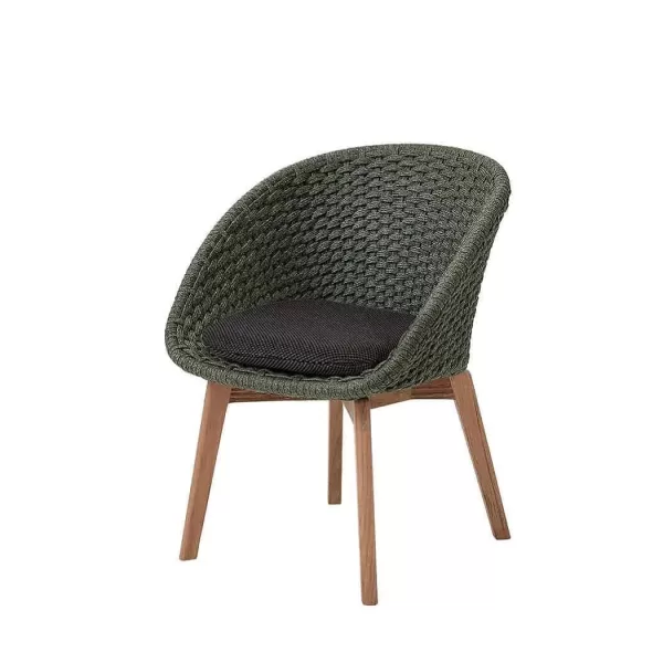 Cane-line Peacock Gartenstuhl Dark Green mit Teakbeinen, wetterfest, modern, komfortabel, 61x61x81 cm, UV-beständig, Pflegeleicht Cane-line Peacock Gartenstuhl Dark Green mit Teakbeinen, wetterfest, modern, komfortabel, 61x61x81 cm, UV-beständig, Pflegeleicht
