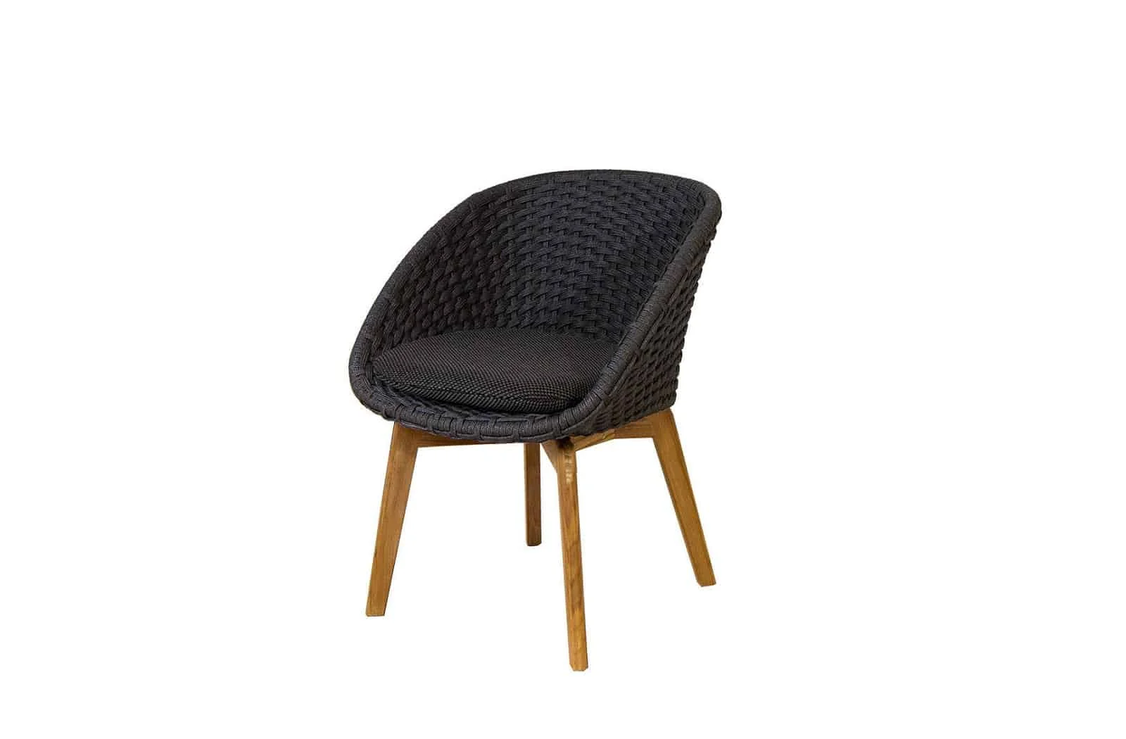 Cane-line Peacock Gartenstuhl, Dunkelgrau mit Teakholzbeinen, Wetterfest, Modern, Bequem, 61x61x81 cm, Robuste Outdoor-Möbel Cane-line Peacock Gartenstuhl, Dunkelgrau mit Teakholzbeinen, Wetterfest, Modern, Bequem, 61x61x81 cm, Robuste Outdoor-Möbel
