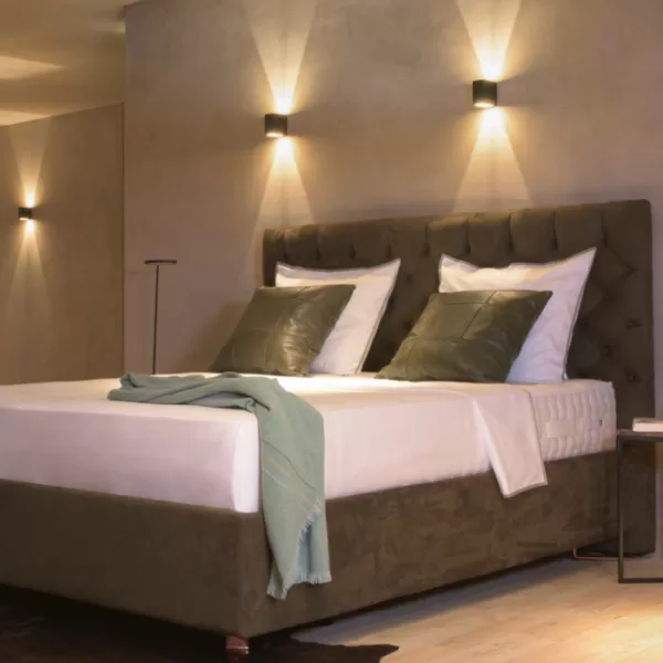 Novoline Boxspringbett Deluxe 180x200 cm – 4 Schichten, 7 Komfortzonen, abnehmbarer Bezug, Topper, hoher Schlafkomfort, Holzrahmen, hart/medium