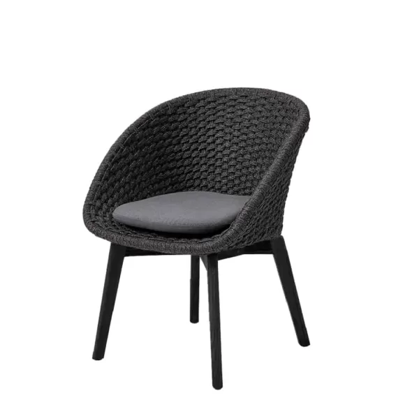 Cane-line Peacock Gartenstuhl Schwarz mit Teakholzbeinen, Grau Natté, wetterfest, modern für Terrasse & Garten, 61x61x81 cm Cane-line Peacock Gartenstuhl Schwarz mit Teakholzbeinen, Grau Natté, wetterfest, modern für Terrasse & Garten, 61x61x81 cm